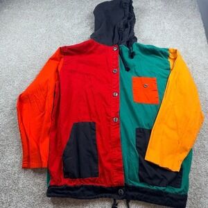 Vintage New York Classics Colorblock Hooded Jacket Mens Large Cotton 90s Retro